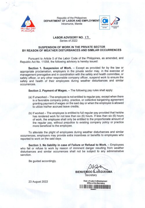 workers-not-required-to-work-on-stormy-days-dole-9